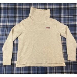 Vineyard Vines Womens XS Cream Textured Funnel Neck Pullover Sweater